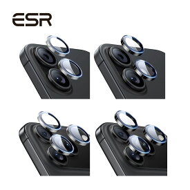 ESR iPhone 17/17 Pro/17 Pro Max/16/16Plus/16 Pro/16 Pro Max/15 Pro/15 Pro/14 Pro/14 Pro Maxカメラレンズフィルム 独立型レンズフィルム 耐傷性 極薄 アルミ製エッジ付き 強化ガラス 2眼/3眼対応 Armorite Camera Lens Protectors Clear / Black【国内正規品】