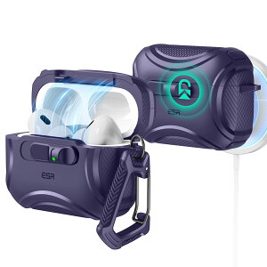 ESR AirPods Pro 3�i2025/USB-C�j��p �P�[�X �ϏՌ� �t���b�N���b�N �X���C�h�J�� MagSafe�Ή� ���C�����X�[�d LED�\�� �J���r�i�t �ی�J�o�[ Cyber FlickLock�V���[�Y �y�������K�i�z