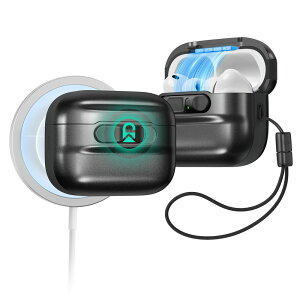 ESR AirPods Pro 3�i2025/USB-C�j��p �P�[�X �ϏՌ� �t���b�N���b�N �X���C�h�J�� MagSafe�Ή� ���C�����X�[�d LED�\�� �X�g���b�v�t �ی�J�o�[ Pulse�V���[�Y �y�������K�i�z