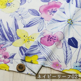 【ニット生地 花柄/全2色】綿100％天竺ニット 透け感やや有 幅146cm 横方向に伸びるテンション中程度のニット プリント コットン ジャージー生地【50cm単位 メール便2ヶまで】(a-6023)