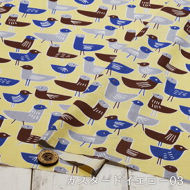 【北欧風 鳥/全3色】HOKKOH やわらかい肌触り 綿100％ 60ローン生地 薄手 透け感やや有 北高 布帛【50cm単位 メール便5ヶまで】(e-2119)