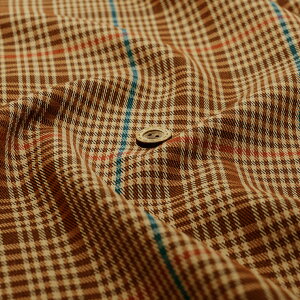 【アウトレット商品 チェック柄/ブラウン 40cmカット済】ウール混ツイル生地 スポンジング加工 ややしっかりめ シャリ感有 厚み1ミリ弱 広幅151cm ジャケット 布帛(ce-2253)