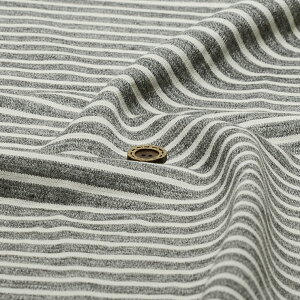 【アウトレット商品 ニット生地 ボーダー柄/グレー杢×アイボリー 45cmカット済】天竺ニット しっかりめ 綿100% 幅130cm 9ミリと4ミリピッチのボーダー シャリ感やや有 横方向に伸びるテンシ