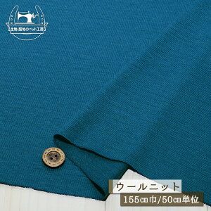 【ニット生地 無地/ブルー】ウール100%天竺ニット 落ち感(ドレープ感)有 しなやか 幅155cm 透け感やや有 横方向に伸びるテンション高めニット 上質 やや丸まりやすい ジャージー生地【50cm単