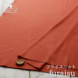 【ニット生地 無地/テラコッタオレンジ】綿100%丸胴(筒状)フライスニット ソフトな手触り インナーにもおすすめ 横方向に伸びるテンション高のニット【50cm単位 メール便2ヶまで】(w-1150)