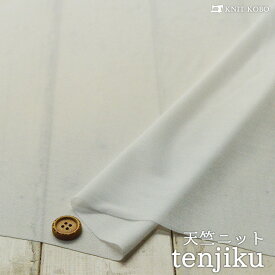 【ニット生地 無地/オフホワイト】ポリエステル天竺編みニット シャリ感のある梨地風手触りのシースルー素材 両方向に伸びるテンションやや低(～中)のニット【50cm単位 メール便2ヶまで】(x-1187)