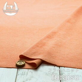【ニット生地 無地/アプリコットオレンジ】表面ふんわりピーチ起毛のフライス 横方向に伸びるテンション高のニット【50cm単位 メール便不可】(x-1266)