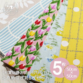 【お買い得おためしセット/北欧柄はぎれ 50cm×50cm×5枚セット】 コットン オックス バッキンガム 綿麻シーチング カットクロス【商用利用可】バッグ ポーチ ハンドメイド 手芸 裁縫 ソーイング ミシン【メール便1ヶまで】(set_ex5_7)