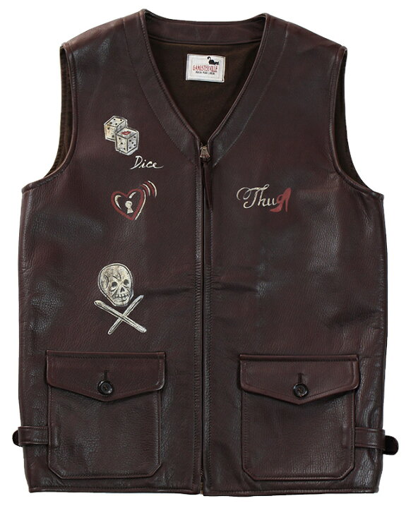 楽天市場】GANGSTERVILLE [LIMITED -THUG - VEST COW HIDE- BROWN size 