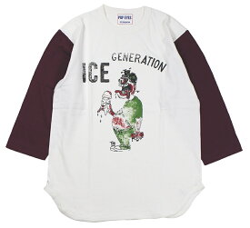 POP EYES [-ICE GANERATION BB TEE SHIRT- WHITE/BURGUNDY size.M,L,XL,XXL]