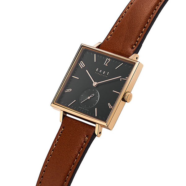 Knot ノット 時計 クラシック スクエアスモールセコンド ローズゴールド ＆ ブラック 時計本体のみ（ベルト別売り） ウォッチ 男性 女性  サファイアガラス 日本製 腕時計 日本製 | Maker’s Watch Knot