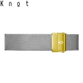 Knot ノット 時計 ミラネーゼ メッシュベルト 時計ベルト 18mm シルバー×イエローゴールド ベルトのみ購入はメール便のため代引き・着日指定・包装不可 ベルト ご自分でサイズ調整可能なスライド式バックル ステンレスメッシュ