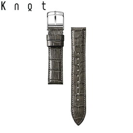 Knot ノット 時計 クロコダイルスタンパードストラップ ストレート・ロングシェイプ 時計ベルト 18mm グレー ベルトのみ購入はメール便のため代引き・着日指定・包装不可 スペアベルト 日本製 腕時計 ウォッチストラップ 2025年8月