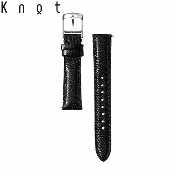 【最大1000円クーポン配布中】Knot ノット 時計 プレミアムリザード ストラップ 時計ベルト 18mm ブラック  ベルトのみ購入はメール便のため代引き・着日指定・包装不可 スペアベルト 日本製 腕時計ストラップ | Maker’s Watch Knot