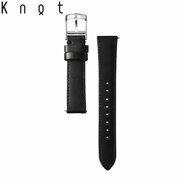 Knot ノット 時計 栃木レザーベルト トラディショナルシェイプ 時計ベルト 18mm ブラック  ベルトのみ購入はメール便のため代引き・着日指定・包装不可 スペアベルト 日本製 腕時計ストラップ | Maker’s Watch Knot