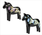 【特別仕様】グラナス ダーラナホース 北欧 ブラック　スワロフスキー入りカービッツ柄 サイズ13cm☆　【GRANNAS】　干支 馬 置物