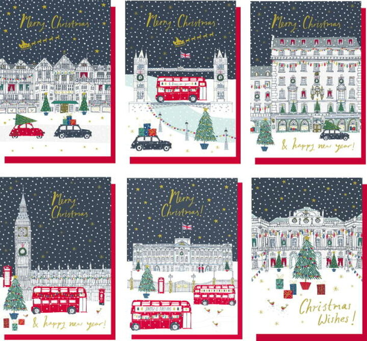 楽天市場 クリスマスカード 封筒付き ロンドン名所 観光地 イラストカード ステーショナリー クリスマス かわいい おしゃれ リバティ バッキンガム宮殿 ロンドンブリッジ ビッグベン フォートナム メイソンなど デザイナー ジェシカホガース Jessica Hogarth