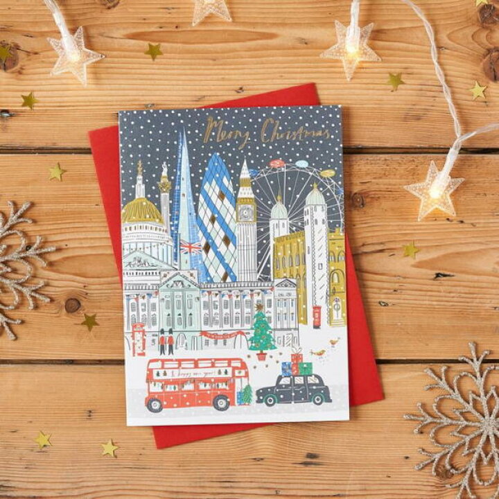 楽天市場 発送は郵便で クリスマスカード 封筒付き ロンドン Skyline スカイライン イラストカード ステーショナリー クリスマス かわいい おしゃれ デザイナー ジェシカホガース Jessica Hogarth イギリス雑貨 ノッティング ワールド 輸入雑貨店
