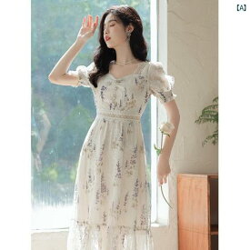 レディース　ファッション　ドレス　ワンピース　韓国ファッション　上品　レディース　綺麗 ティーブレイク フランス 高級 花柄 夏 キキョウ