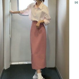 レディース　ファッション 初秋 ティー 風 コーデ 高級 風 長袖 白 シャツ ハーフ スカート ツーピース スーツ