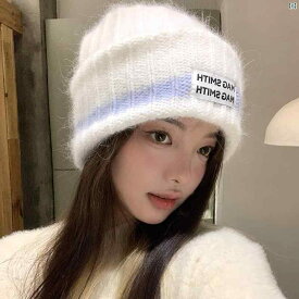 レディース　レディース　ファッション　韓国　韓国ファッション　海外ファッション　かわいい　アメリカン 頭囲 大きく 顔 小柄 く ゆったり ニット 帽 耳保護 暖かい 厚手 冬 白い ウール 帽子