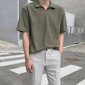 メンズ　韓国ファッション　 メンズ 半袖 Tシャツ 夏 シンプル メンズ ポロシャツ 半袖 トップス