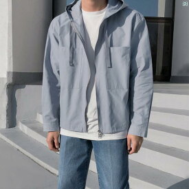 メンズ　韓国ファッション　 メンズ ジャケット 秋 ボーイズ カジュアル フード付き ジャケット トップ ライト 成熟 紳士服