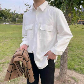 メンズ　韓国ファッション　男性　クール　かっこいい 長袖 シャツ 春秋 カジュアル 韓国 シャツ ハイエンド ワークウェア インチ シャツ ジャケット