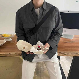 メンズ　韓国ファッション　男性　クール　かっこいい 作業着 長袖 シャツ 春秋 韓国 ファッション リネンシャツ レトロ ジャケット
