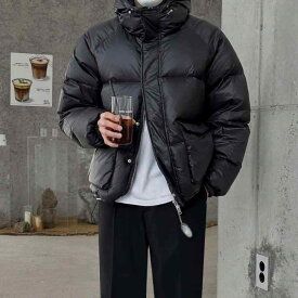 メンズ　韓国ファッション　おしゃれ フード付き ダウン ジャケット メンズ 冬 暖かい アヒル ダウン ジャケット 韓国 厚手 パン ジャケット