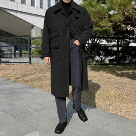 メンズ　韓国ファッション　おしゃれ 高級 ウール H 字型 コート メンズ 冬 キルティングコート 韓国 ミドル丈 暖かい ウインドブレーカー