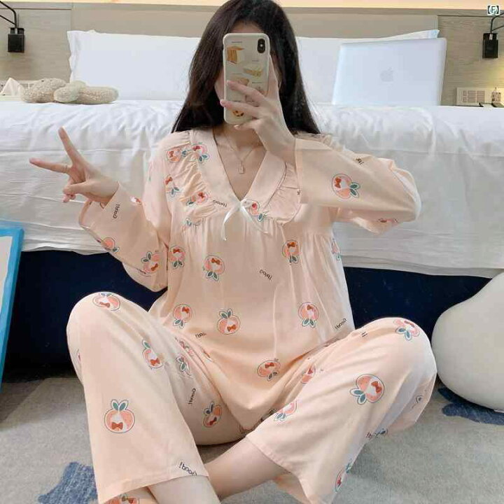 楽天市場】コットン パジャマ レディース 春秋 長袖 ホーム 服 夏 薄手 