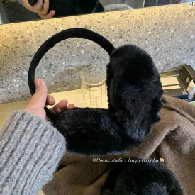 韓国　韓国雑貨　インテリア　小物 冬 ぬいぐるみ 暖かい イミテーション ウサギ 毛皮 イヤーマフ かわいい イヤー バッグ 耳保護 折りたたみ