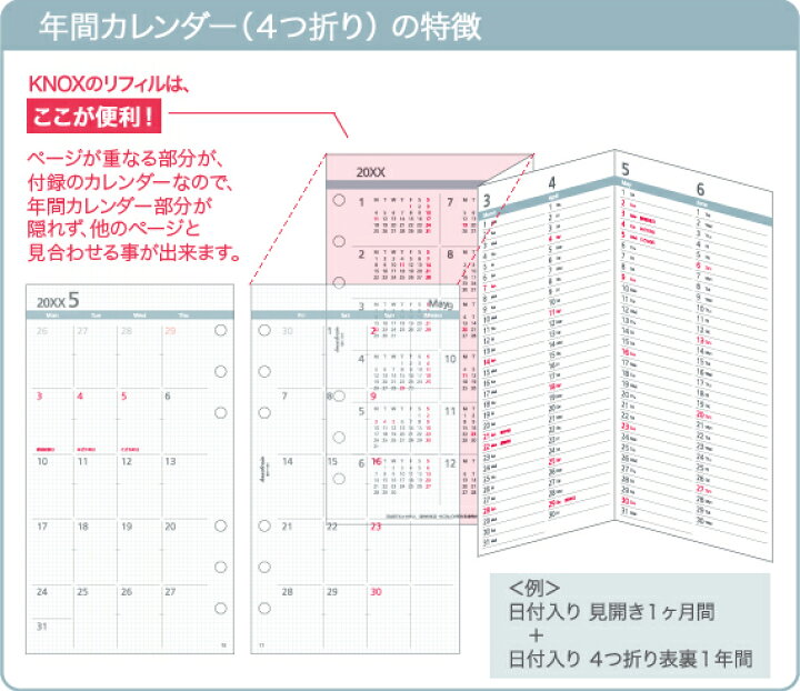 楽天市場 バイブル B6 4つ折表裏1年間 Knox ノックス システム手帳用リフィル 手帳 中身 だけ システム手帳 リフィル 6穴 スケジュール帳 カレンダー レフィル B6サイズ 23年 Knoxbrain 1月始まり ビジネス手帳 23年版 ダイアリー シンプル 年間スケジュール