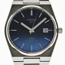 【中古】TISSOT ティソ PRX パワーマティック80 T137.407.11.051.01 自動巻き 黒/青文字盤 デイト メンズ 腕時計 USED-A m26-1200307925800380