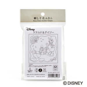 オリムパス 刺し子 花ふきん 布パック Disney ディズニー ドナルド&デイジー 白(糸別売り)