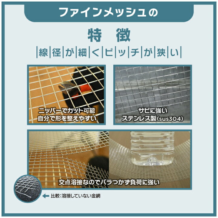 tantore ステンレス溶接金網 ピッチ10.0mm 目開き9.2mm メッシュ2.5 線 