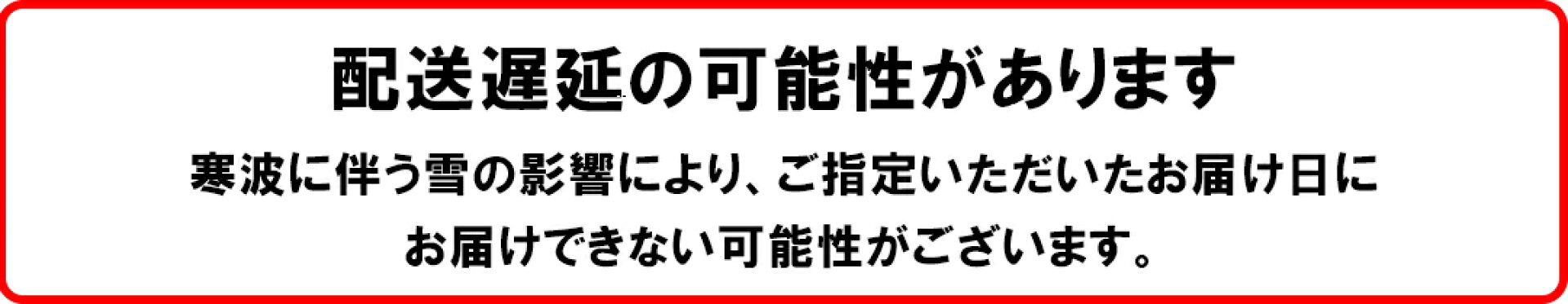大雪の影響により、ご希望のお届け日に配達できない可能性がございます。
