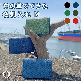送料無料 魚皮【名刺入れM】 マチなし 出世 名刺入れ 約20枚 ポイントカード入れ カード収納 男性 女性 メンズ レディース OceanLeather 魚 革 贈り物 レザー 本革 オーシャンレザー 高知 日本製 昇進祝い 縁起物 ビジネス 小物 フィッシュレザー 興洋フリーズ