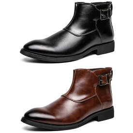 ブーツ メンズ 靴 ショートブーツ サイドジッパー シューズ メンズ 紳士靴 レザー 新作 ブラック ブラウン 人気 5.5cm 身長アップ