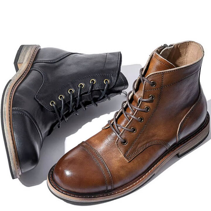 楽天市場】ブーツ メンズ ショートブーツ 本革 レースアップ  