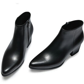 チェルシーブーツ メンズ サイドジッパー 本革 ショートブーツ シークレットシューズ 紳士靴 メンズ ヒールアップ 靴6.5cm 身長UP