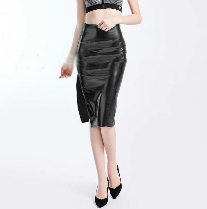 楽天市場】エナメルスカート 膝丈スカート レザースカート レディース  