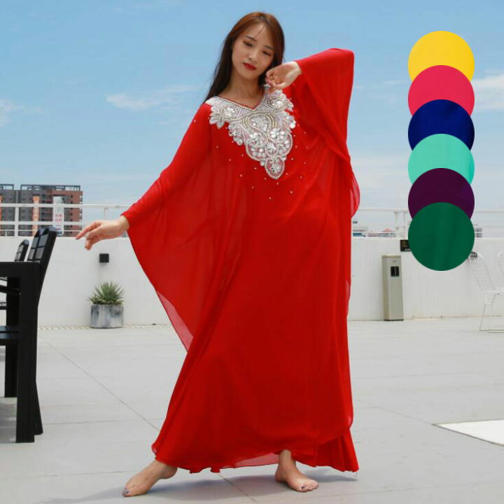 楽天市場 ベリーダンス衣装 レディースローブ ダンスウェア 民族風ワンピース マキシ丈 ベリーダンス Belly Dance ダンスレッスン着 練習着 オーディション コンクール 団体服 舞台パフォーマンス 舞台衣装 余興 忘年会 新年会 7色 Koalastore楽天市場店