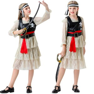 子供用コスチューム キッズコスプレ衣装 女の子 コスチューム一式 ハロウィン衣装 ハロウィンコスチューム 女海賊 船長 キャプテン cosplay 舞台衣装 仮装 舞台劇 イベント 変装 学園祭 お芝