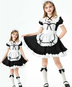 女の子可愛いコスチューム メイドコスプレ 子供メイド服 子どもワンピース キッズ半袖ワンピ 定番 可愛いコスチューム コスプレ衣装 ハロウィン衣装 パーティー 学園祭 かわいい 萌え イベ