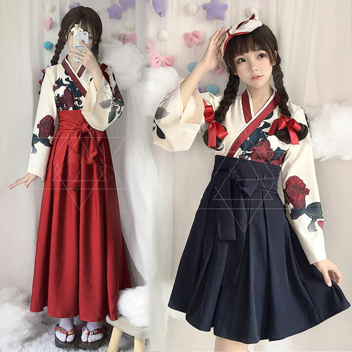 楽天市場】和風コスチューム 袴セット 着物コスプレ 和服 振袖 衣装 花 