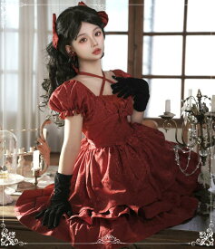 半袖ワンピース ロリータワンピース 可愛いロリータ服 ミニドレス プリンセスドレス 花柄 リボン パーティードレス Lolita 可愛いワンピース 大人コスチューム ゴスロリ ハロウィン コスプレ衣装 文化祭 学園祭 イベント 仮装 女装 ロリータファション