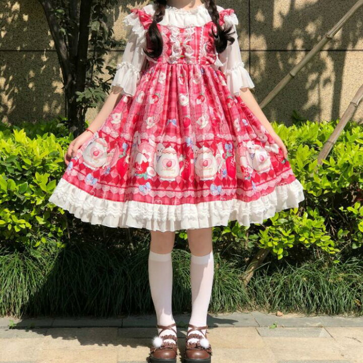 楽天市場 可愛いジャンパースカート ロリータワンピース ロリータ服 兎柄 お姫様ワンピース プリンセスドレス 甘ロリータ 甘ロリ プリント柄 ワンピース フリル レース 可愛いコスチューム ゴスロリ コスプレ衣装 文化祭 学園祭 イベント フリーサイズ 3色 Koalastore