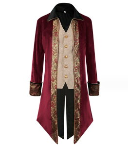 メンズロングジャケット 燕尾服 大人用コスチューム 制服 舞台衣装 中世紀欧風 ヨーロッパ風 王子様 貴族コスプレ 吸血鬼cosplay ステージ衣装 ハロウィンコスチューム ハロウィンパーティー